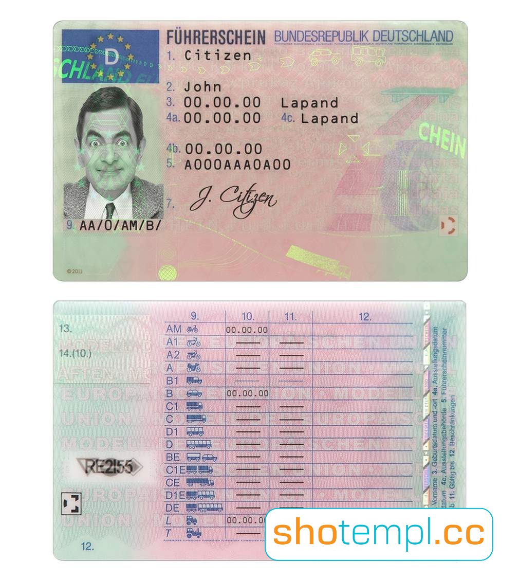 Germany Driver License PSD Template V2